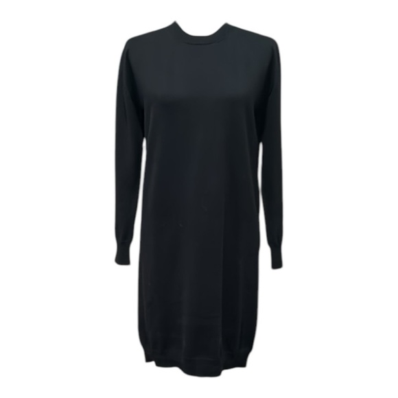 Vince Long Sleeve Cotton Crew Neck Ribbed Detail Black Sweater Dress Size XS - Picture 4 of 10